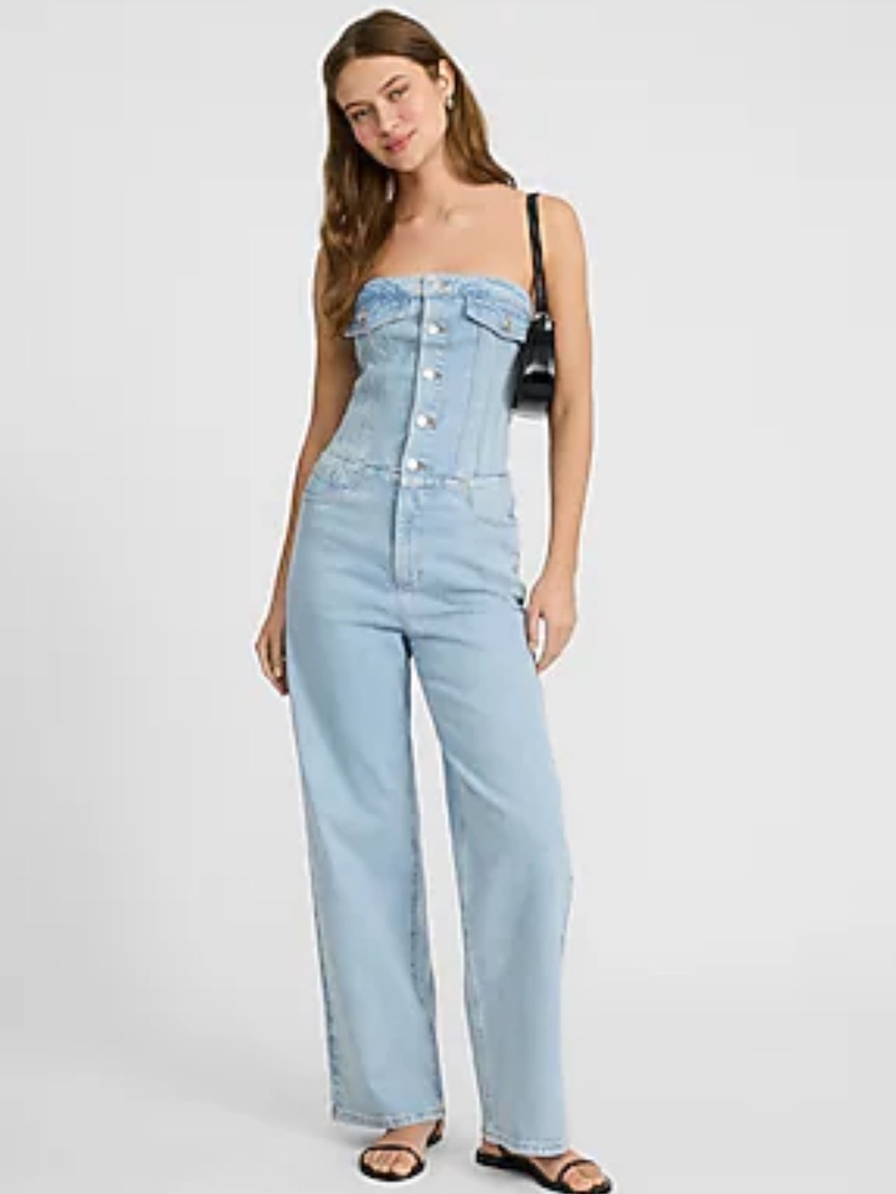 spoon jeans strapless bustier straight leg  Denim Jumpsuit NWT Size XL